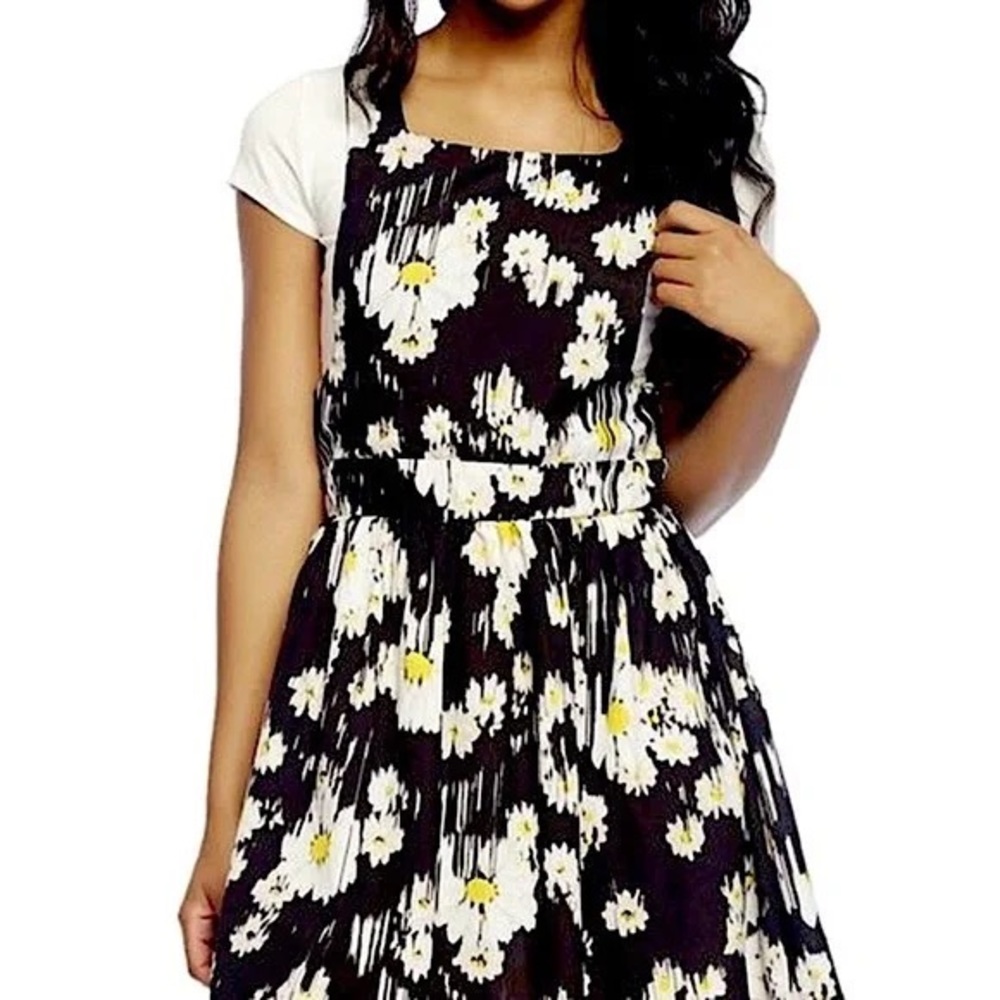 Black Overall Daisy Print Dress